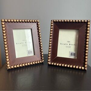 Nicole Deeda 3.5” x 5” Set of 2 Brown Wood Beaded Boarder Picture Frames